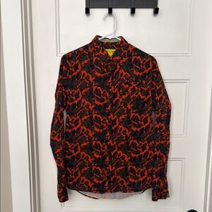 Vibrant Orange and Black Floral Shirt